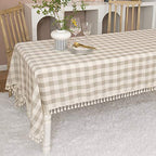 Midsummer Breeze Farmhouse Checkered Tablecloth-Rustic Buffalo Plaid Tablecloth for Fall Winter Thanksgiving Christmas Kitchen Dining Restaurant Decor (Rectangle/Oblong, 55x70, Gray Khaki)