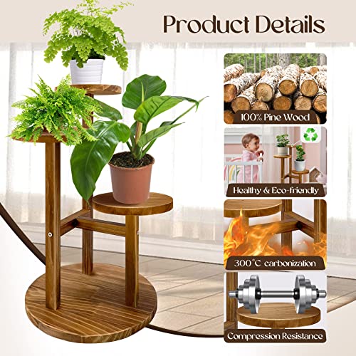 GEEBOBO 3 Tier Plant Stand Indoor For Multiple Plants, Corner Flower Shelf Plant Holder Display Rack Shelving for Patio Garden Balcony Bedroom Living Room