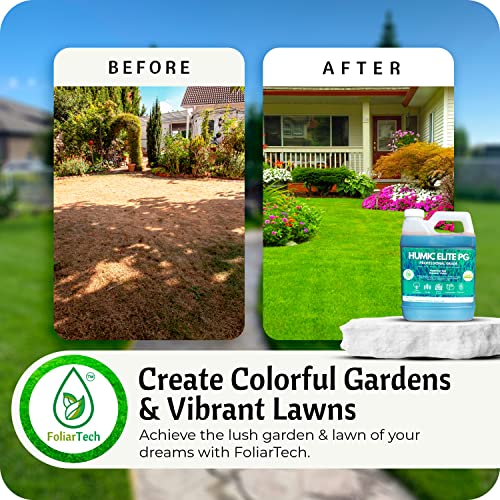 Humic Acid Organic Lawn Fertilizer - Fulvic Humic Mineral Blend for Trees, Shrubs, Ornamentals, Vegetables & Crops - Enhancer & Garden Soil Conditioner by FoliarTech, 4L