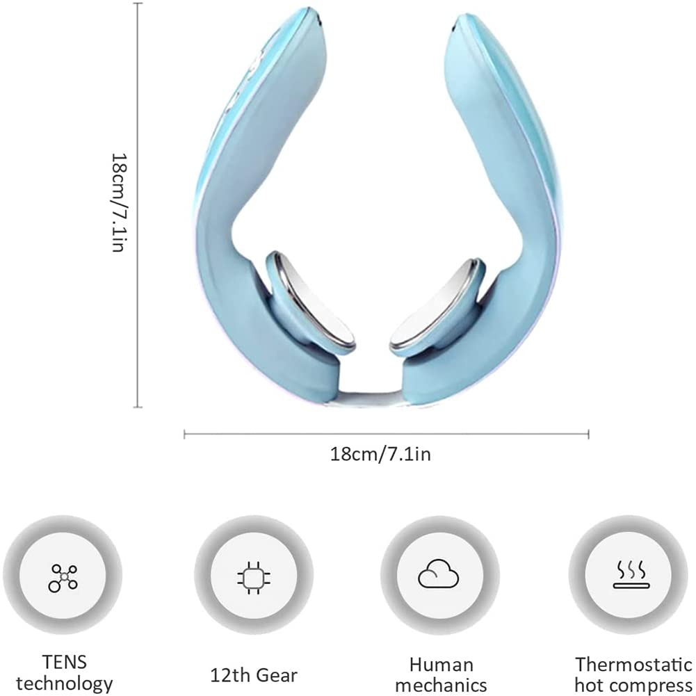 YCNASSS EMS Neck Massager Device, Neck Acupoints Lymphatic Drainage Machine 12 Modes Neck Lymphatic Massager for Pain Relief USB Charge for Women Men Gift