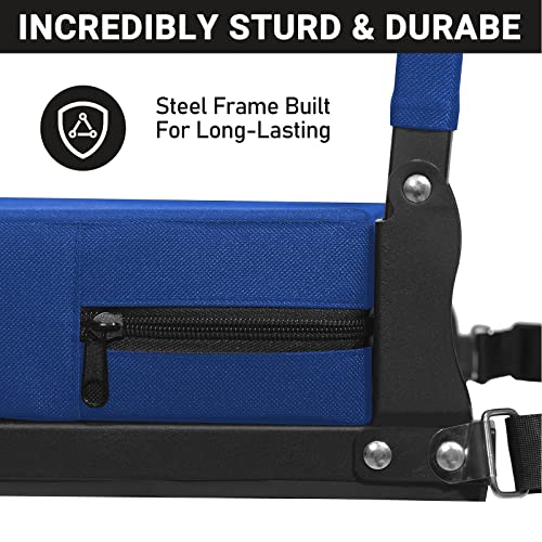 Sheenive Stadium Seats for Bleachers with Back Support, Blue, Padded, Portable, Foldable, 17.1 x 13.5 in