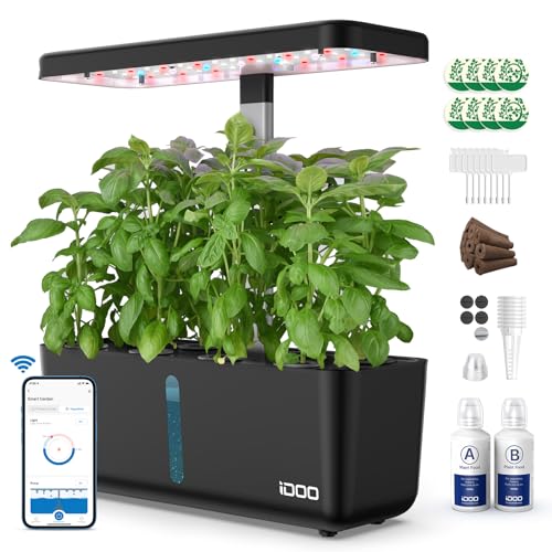 iDOO Hydroponics Growing System Kit 8Pods, Christmas Gifts for Women Mom, Herb Garden Indoor with LED Grow Light for Home, Built-in Pump, Auto-Timer, Adjustable Height Up to 13.6", 8Pods WiFi-Black