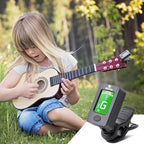 BROTOU Guitar Tuner Clip On with Guitar Capo for Guitar, Bass, Violin, Ukulele, Digital Electronic Tuner Acoustic Guitar Accessories with LCD Display (3 Guitar Picks)