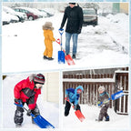 Adjustable Length Kids Snow Shovel with D-Grip Handle for Kids Outdoor Yard Garden Activities, 28.4-33.1 inch Plastic Snow Shovel Detachable, Red & Blue (Age 3+, 2 Packs)