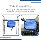 AlveyTech Saddle Bag for Mobility Scooter, Wheelchair, & Electric Power Chair (Large, Blue) - Accessories Holder Armrest Side Pouch Storage Organizer Bags for Adults, Water-Resistant, Easy Install