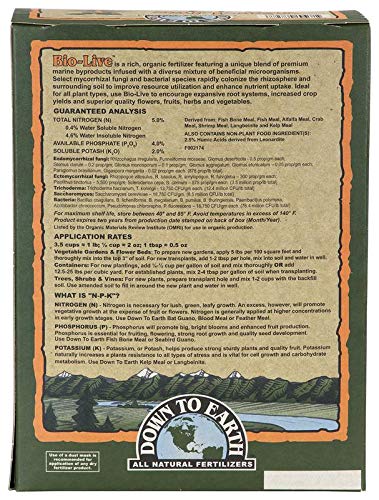 Down to Earth Organic Bio-Live Fertilizer Mix 5-4-2, 5 lb