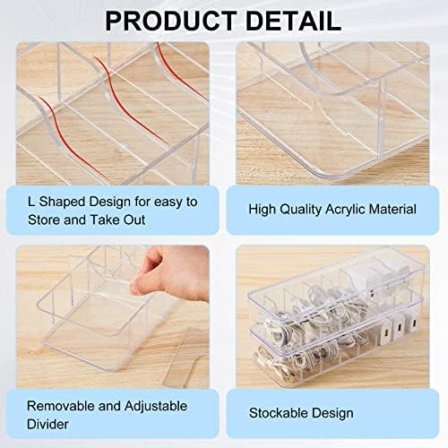 Tatuo 1 Pcs Cable Organizer with 10 Wire Ties, Clear Plastic Cord Storage Box with Lid for Home Office Desk Organizers and Accessories
