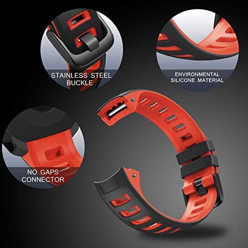 NotoCity for Garmin Instinct Band Silicone Replacement Watch Band Compatible with Garmin Instinct 2/ Solar/Tactical(black-red)