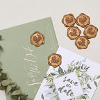 UNIQOOO Wax Seal Stickers - Eucalyptus Wedding Invitation Envelope Seal Stickers, 50 Pcs Self- Adhesive Antique Gold Stickers, Perfect for Invitation, Christmas, Gift Wrapping, Party