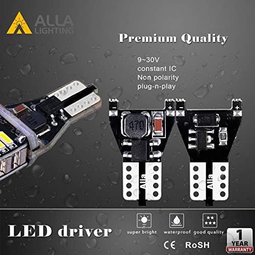 Alla Lighting 912 921 LED Bulbs for Back-up Reverse Lights, 6000K Xenon White CAN-BUS 4014 30-SMD T10 T15 906 W16W 921K 922, 360° Light Backup, Cargo Lights Replacement, Extremely Super Bright