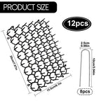 TSLBW 6.2 * 8 Inch 12 Pcs Cat Scat Mat with SpikesCat Repellent Mat with Spikes Pet Deterrent Net Anti Cat Mat Gardening Plastic Cat Scat Mat with 8 U-Shaped Pegs Wild Animal Garden Plants