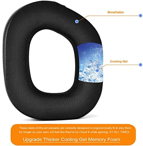 HS80 RGB Thicker Upgrade Quality Earpads - Replacement Ear Cushion Cup Compatible with Corsair HS80 RGB Wireless Headphone, High-Density Noise Cancelling Foam，Added Thicknes (Black Cooling Gel)