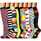 CHARMKING Compression Socks for Women & Men (8 Pairs) 15-20 mmHg Graduated Copper Support Socks are Best for Pregnant, Nurses - Boost Performance, Circulation, Knee High & Wide Calf (S/M, Multi 10)