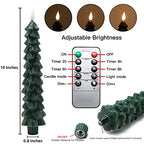 Fo32won LED Flameless Taper Candles Battery Operated with Remote and Timer, Set of 4 Christmas Real Wax Window Candlesticks with 3D Flame Wick, 10 Inches Flickering Christmas Candlesticks