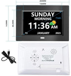 LXBYJKJ 7 Inch Digital Clock with Day and Date for Elderly Alzheimer's Dementia Clock Customizable Alarms and Medicine Reminders 3 Display Modes Large Font Digital Alarm Clock for Seniors Black