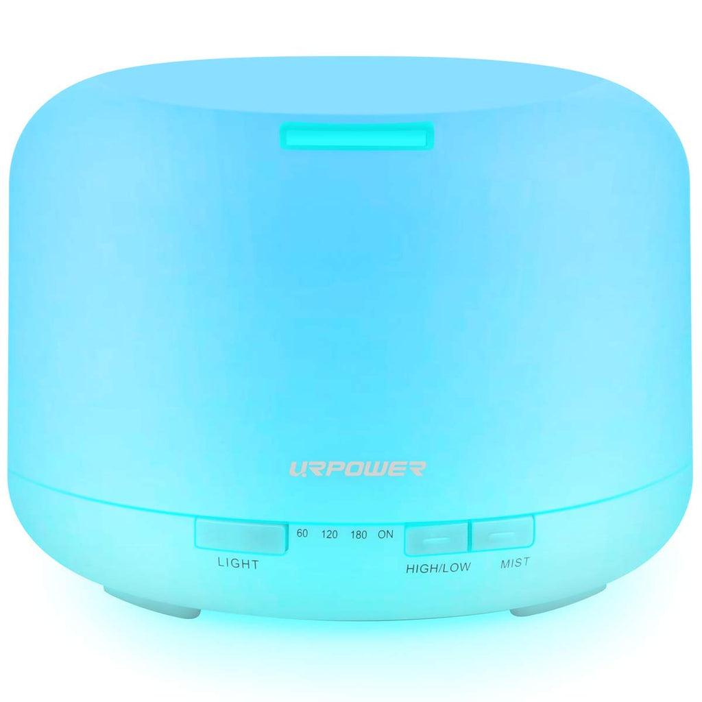 URPOWER Upgraded 500ML Essential Oil Diffuser Humidifiers Ultrasonic Aromatherapy Diffusers with 4 Timer Settings and Waterless Auto Shut-Off for Home Office Living Room Yoga Spa