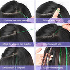 FEBSNOW 47 Inches Tinsel Hair Extension with Tool 2400 Strands 3 Colors Hair Extension Tinsel Kit Glitter Hair Extensions for Women Girls Hair Accessories for Christmas New Year Halloween Party