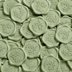 UNIQOOO Wax Seal Stickers - Eucalyptus Wedding Invitation Envelope Seal Stickers, 50 Pcs Self- Adhesive Sage Green Stickers, Perfect for Invitation, Christmas, Gift Wrapping