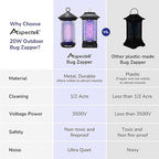ASPECTEK Bug Zapper 20W Electric Mosquito Zapper, Insect Fly Zapper, UV Light Fly Killer for Outdoor and Indoor use, Waterproof, Up to 1000sq. FT Coverage, Including Free 1 Pack Replacement Bulb