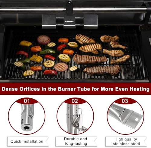 Hiorucet Grill Replacement Parts for Cuisinart 4 Burner Gas Grill GAS9456AS GAS2456AS GAS9456ASO GAS1456ASO, 5 Burner Gas Grill GAS9556AS GAS2556AS GAS2420AS, Stainless Steel Heat Plate Burner Igniter