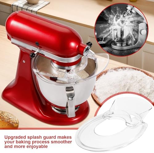 Pouring Shield for KitchenAid 4.5-5 Quart Tilt-Head Stand Mixer (Fits Stainless Steel, Glass, Ceramic Bowls), Splash Guard with Removable Pouring Chute, Mixer Accessories and Attachments