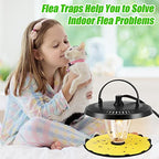 Flea Trap Indoor 2 Pcss,Flea Strap Flea Killer Trap Pad Bed Bug Trap with 10 Glue Discs Odorless Non-Toxic flea 4 Light Bulb for Inside Your Home Like Fleas,Flies,Mosquitoes,Gnats,Moths