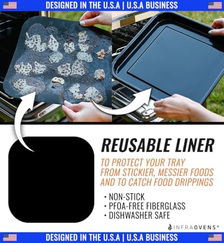 INFRAOVENS Reusable Liner Accessories for Ninja Woodfire Pizza Oven 8-in-1 Outdoor Smoker BBQ, Non-Disposable Non-Stick Grill Mats for Wood Fire Pizza Stone Electric with Pellets, OO100 OO101 OO101B