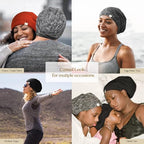 YANIBEST 2 Pcs Silk Bonnet Satin Bonnet Hair Bonnet for Sleeping- Adjustable Saty on Satin Lined Slouchy Beanie Hat for Women