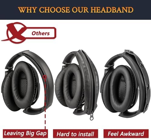 SOULWIT Replacement Headband Pad Kit for Bose QuietComfort 15(QC15)/QuietComfort 2(QC 2) Headphones, Easy DIY Installation - Black
