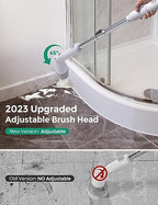 kHelfer Electric Spin Scrubber Kh8, 2023 New Cordless Shower Scrubber, 4 Replacement Head, 1.5H Bathroom Scrubber Dual Speed, Shower Cleaning Brush with Extension Arm for Bathtub Grout Tile Floor