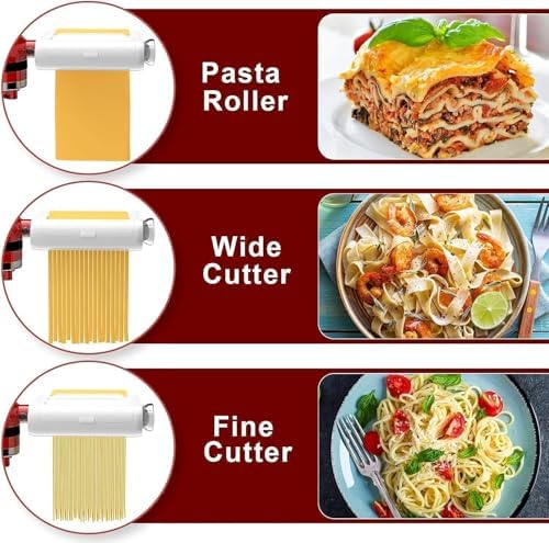 Pasta Maker Attachment for KitchenAid Stand Mixers 3 in 1 Pasta Machine Includes Pasta Sheet Roller, Spaghetti & Fettuccine Cutters, with Cleaning Brush - Premium Accessories for Homemade Pasta
