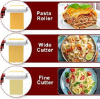 Pasta Maker Attachment for KitchenAid Stand Mixers 3 in 1 Pasta Machine Includes Pasta Sheet Roller, Spaghetti & Fettuccine Cutters, with Cleaning Brush - Premium Accessories for Homemade Pasta