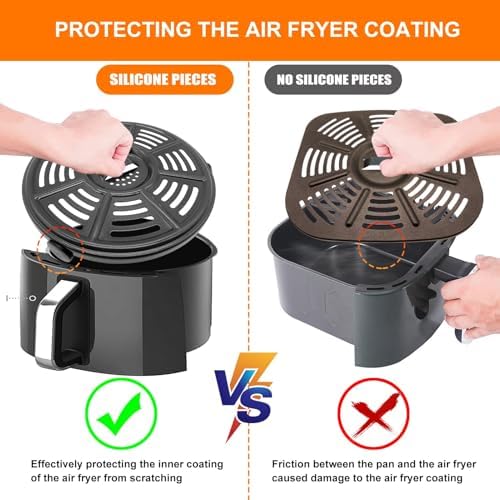 Air fryer Accessories for Ninja AF101 AF161 AF150 Air Fryer, 8.2'' Round Food Grade Air Fryer Grill Pan Grill Plate Crisper Plate Replacement Parts Tray Rack Compatible Ninja Foodie Pressure Cooker