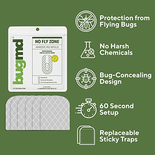 BugMD No Buzz Zone Refiller Pad (6 Pads) - Extra-Strong Adhesive Traps, Indoor Insect Trap Refill, No Harsh Chemicals, Household Friendly, Fly Trap Refill, Flea Trap Refills, Bug Trapper