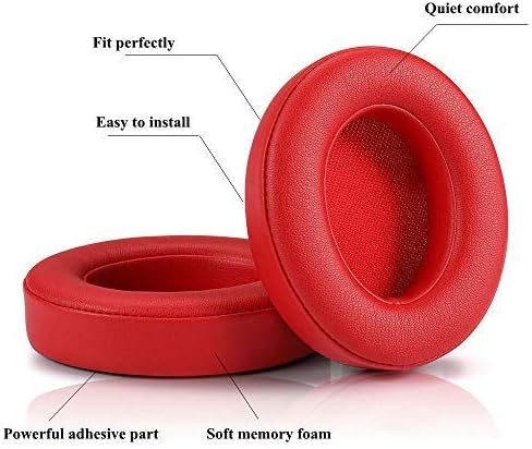 Replacement Ear Pads Cushions, Earpads Cover Compatible with Beats Studio 2 and Studio 3 Over Ear Headphones 1 Pair (Red)