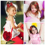 IKOLA Hair Bows for Girls Glitter Hair Clips with Rhinestones Heart Non Slip Metal Alligator Clips Hair Barrettes Sparkly Hair Accessories for Valentine's Day Christmas Back to School - Red