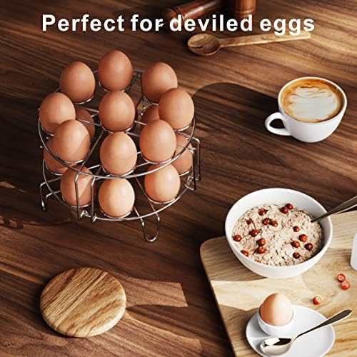 GSlife Egg Steamer Rack - Stainless Steel Trivet for 6, 8 Quart Pressure Cooker, Cooks 18 Eggs, Stackable Steaming Holders for Instant Pot Accessories, 2 Packs