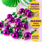JOYIN 3 Pcs Mardi Gras Jumbo Bead Necklaces, 44'' Gold Green Purple Necklaces Beads for Mardi Gras Parade Decorations Party Favors Supplies, Costume Outfit Accessories