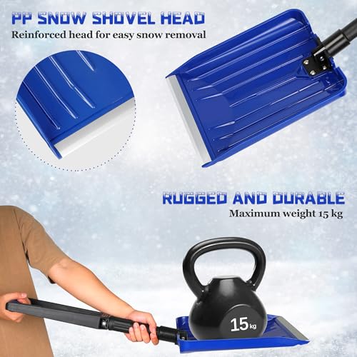 ORIENTOOLS Collapsible Snow Shovel with D-Grip Handle and Durable Aluminum Edge Blade, Portable Snow Shovel for Your Car, Truck, Recreational Vehicle, etc. (Blade 11")