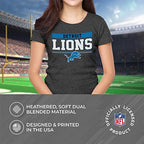 Team Fan Apparel NFL Women's Team Block Charcoal Tagless T-Shirt - Cotton Blend - Rock Game Day with Perfect Comfort & Style (Detroit Lions - Black, Womens Large)