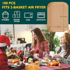 Air Fryer Disposable Paper Liner, 100PCS Food Grade Rectangle Parchment Liners for Ninja Dual Air Fryer, Airfryer Liners Airfryer Accessories(100PCS, 8.6in x 5.5in）