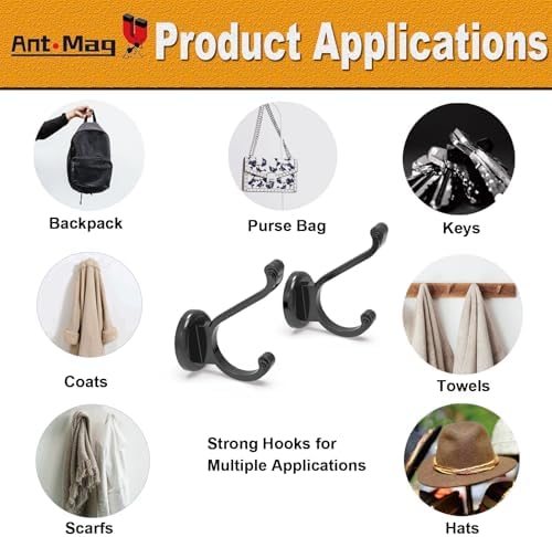 Ant Mag Magnetic Hooks Heavy Duty 140lbs Neodymium Magnet Wall Hooks for Hanging Coats Robes Backpacks Bags Hats Keys Mugs Cups Towels