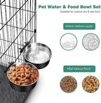 Dog Crate Water Bowl No Spill, 2 Pack Dog Crate Bowls Hanging, Kennel Water Food Bowls Mountable, Pet Cage Accessories Feeder Dish, Stainless Steel Coop Cup for Cat Puppy Bunny Guinea Pig Ferret Bird