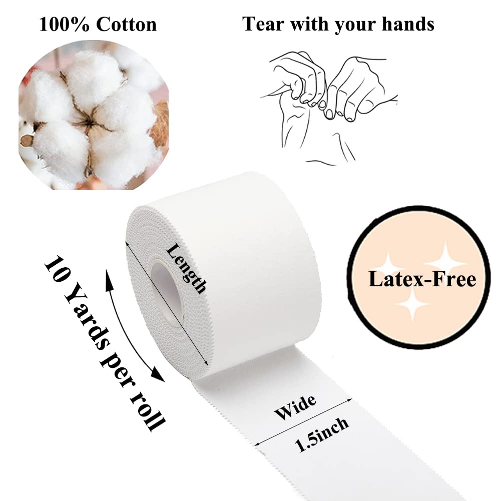 Athletic Tape,5 Pack White Sports Tape,Very Strong No Sticky Residue Wrist Ankle Tape for Gymnastics Boxing Lacrosse Climbing Hockey Bat