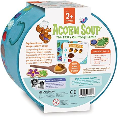 Peaceable Kingdom Acorn Soup – Game for You and Your 2 + Year Old – Fun Toddler Games Ages 2–4 That Teach Numbers and Counting Skills