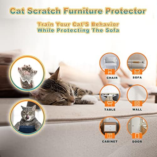 20pack Cat Scratch Deterrent Tape, Cat Scratch Furniture Protector, Clear Double Sided Anti Scratching Sticky Tape Couch Protector for Cats Training Tape, Cat Repellent for Furniture