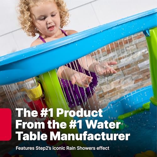 Step2 Rain Showers Splash Pond Toddler Water Table, Kids Water and Sand Activity Sensory Playset, Summer Outdoor Toys, 13 Piece Toy Accessories, For Toddles 1.5+ Years Old