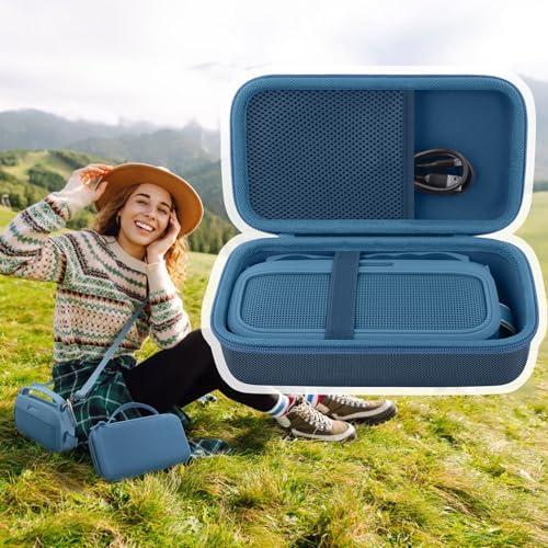 co2CREA Hard Case and Silicone Case Replacement for Bose New SoundLink Flex 2nd Gen/Bose SoundLink Flex Bluetooth Portable Speaker, Protective Case with Carabiner and Shoulder Strap (Blue Dusk Case)
