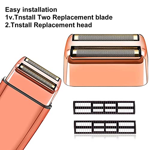 2 pack Professional Replacement Foil and Cutters for BaBylissPRO Barberology Double Foil Shaver, Compatible with BaBylissPRO Barberology FXFS2 Shaver，GoldRose Gold