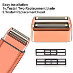2 pack Professional Replacement Foil and Cutters for BaBylissPRO Barberology Double Foil Shaver, Compatible with BaBylissPRO Barberology FXFS2 Shaver，GoldRose Gold
